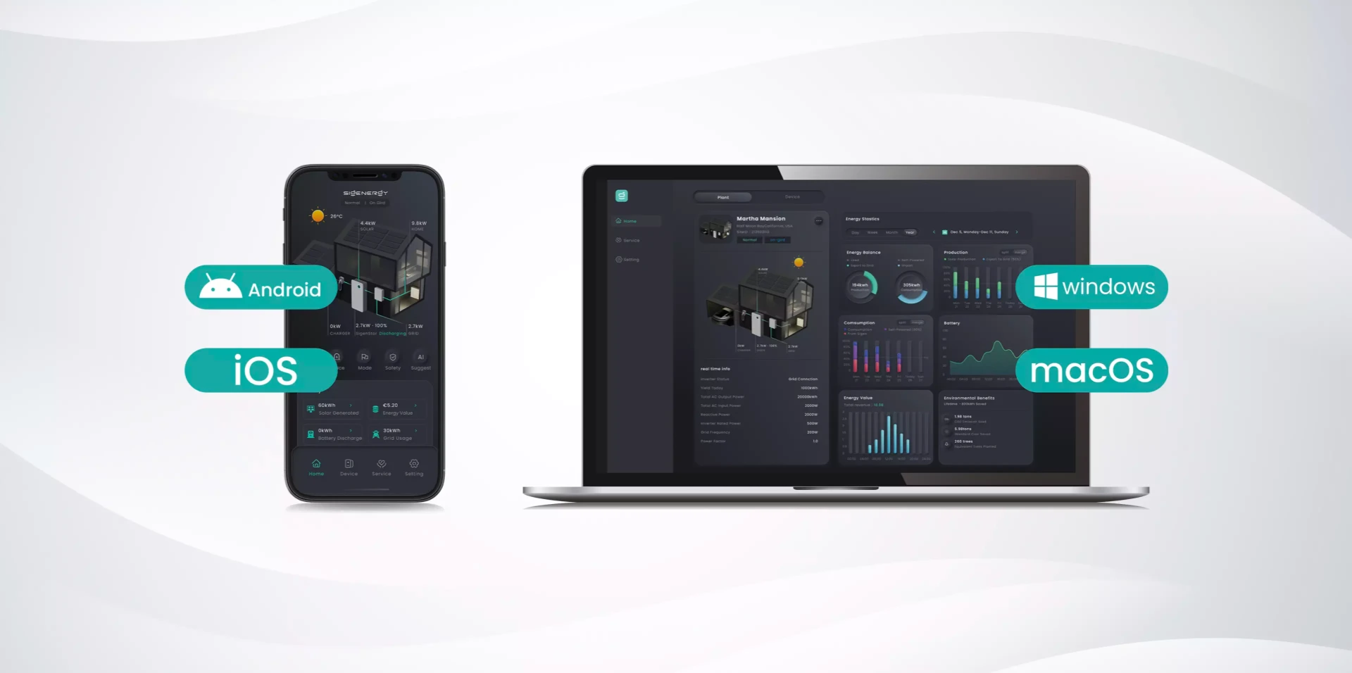 App en dashboard om je energieverbruik op te volgen op smartphone en laptop
